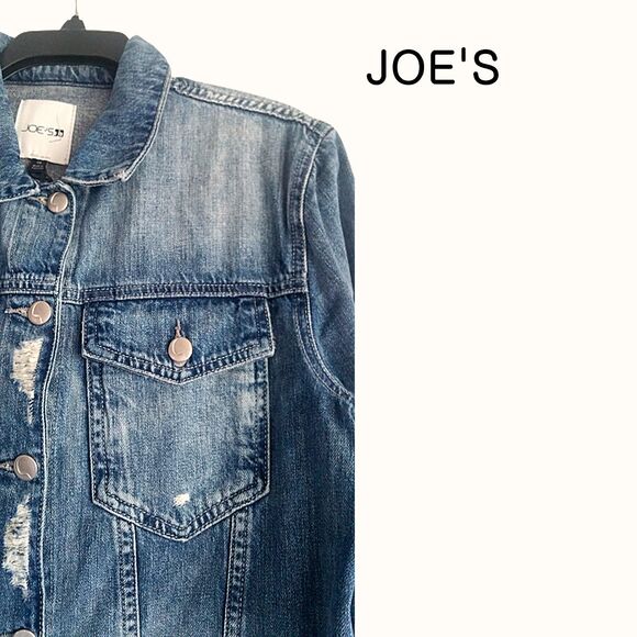 JOE'S NEW Oversize Rip/Distress Trucker Denim Jacket XS - Picture 7 of 12